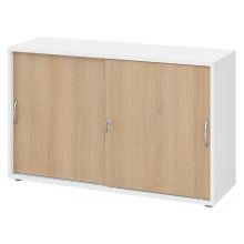 BETA 1752S | Armoire à portes coulissantes | 2 HC - Blanc/Chêne poignée arche métal 