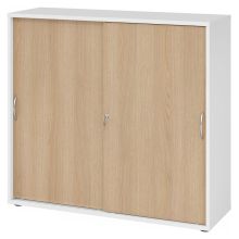 BETA 1753S | Armoire à portes coulissantes | 3 HC - Blanc/Chêne poignée arche métal 