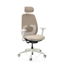 Skandis Pro | avec appui-tête | Structure : Blanc - Siège de bureau de qualité professionnelle Beige / Blanc