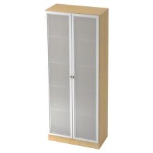 SIGNA K 6100G SG - Érable/Argent 5 HC avec bouton Armoire avec portes en verre dépoli