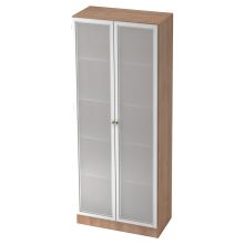 SIGNA K 6100G SG - Noyer/Argent 5 HC avec bouton Armoire avec portes en verre dépoli
