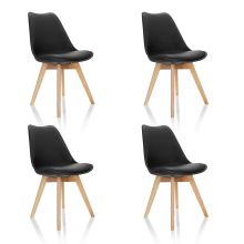 SCANDI lot de 4 - Chaise à coque Noir
