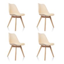 SCANDI lot de 4 - Chaise à coque Beige