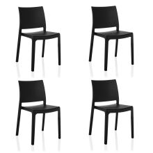 T37 V lot de 4 - Chaise d'extérieur Noir
