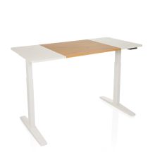 STAND T3 | 140x70 - Bureau réglable en hauteur électriquement Blanc/Chêne