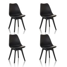 SCANDI P lot de 4 - Chaise à coque Noir
