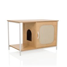 KITTYHOME 1 - Maison pour chat Blanc/Hêtre