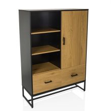 AMIO H - Armoire de bureau Noir/Chêne