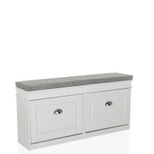 ESTHA I - Armoire à chaussures Blanc/Gris