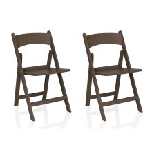 TRAVANO 1 lot de 2 - Chaise d'extérieur Marron