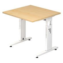 MEGA 8 W | Bureau - 80 x 80 réglable en hauteur Érable/Blanc