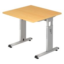 MEGA 8 S | Bureau - 80 x 80 Hêtre/Argent réglable en hauteur
