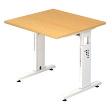MEGA 8 W | Bureau - 80 x 80 réglable en hauteur Hêtre/Blanc