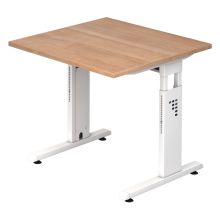 MEGA 8 W | Bureau - 80 x 80 réglable en hauteur Noyer/Blanc