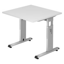 MEGA 8 S | Bureau - 80 x 80 réglable en hauteur Blanc/Argent