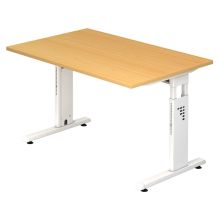 MEGA 12 W | Bureau - 120 x 80 réglable en hauteur Hêtre/Blanc
