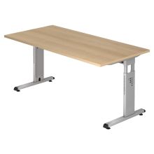 MEGA 16 S | Bureau - 160 x 80 Chêne/Argent réglable en hauteur