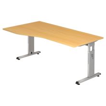 MEGA 18 S | Bureau - 180 x 100 Hêtre/Argent réglable en hauteur