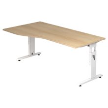 MEGA 18 W | Bureau - 180 x 100 réglable en hauteur Chêne/Blanc