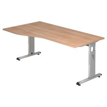 MEGA 18 S | Bureau - 180 x 100 Noyer/Argent réglable en hauteur
