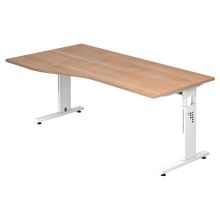 MEGA 18 W | Bureau - 180 x 100 réglable en hauteur Noyer/Blanc