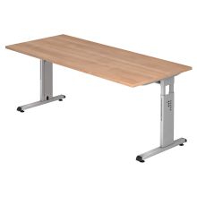 MEGA 19 S | Bureau - 180 x 80 Noyer/Argent réglable en hauteur