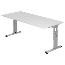 MEGA 19 S | Bureau - 180 x 80 réglable en hauteur Blanc/Argent