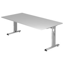 MEGA 2E S | Bureau - 200 x 100 Gris/Argent réglable en hauteur
