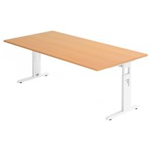 MEGA 2E W | Bureau - 200 x 100 réglable en hauteur Hêtre/Blanc