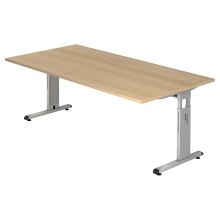 MEGA 2E S | Bureau - 200 x 100 Chêne/Argent réglable en hauteur