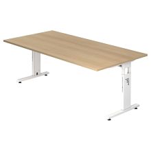 MEGA 2E W | Bureau - 200 x 100 réglable en hauteur Chêne/Blanc