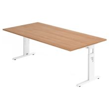 MEGA 2E W | Bureau - 200 x 100 réglable en hauteur Noyer/Blanc