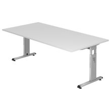 MEGA 2E S | Bureau - 200 x 100 réglable en hauteur Blanc/Argent