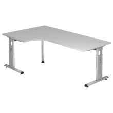 MEGA 82 S | Bureau - bois piétement C argent 200 x 120 Gris/Argent réglable en hauteur