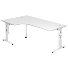 MEGA 82 W | Bureau - bois piétement C argent 200 x 120 réglable en hauteur Blanc/Blanc
