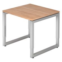 REGO 8 S | Bureau - 80 x 80 Noyer/Argent réglable en hauteur