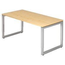 REGO 16 S | Bureau - 160 x 80 Érable/Argent réglable en hauteur