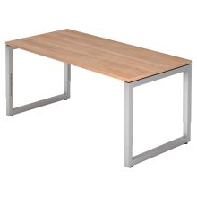 REGO 16 S | Bureau - 160 x 80 Noyer/Argent réglable en hauteur