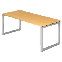 REGO 19 S | Bureau - 180 x 80 Hêtre/Argent réglable en hauteur