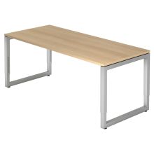 REGO 19 S | Bureau - 180 x 80 Chêne/Argent réglable en hauteur