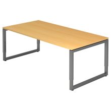 REGO 2E G | Bureau - 200 x 100 réglable en hauteur Hêtre/Graphite