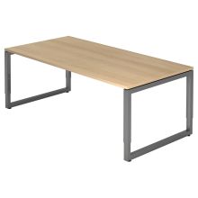 REGO 2E G | Bureau - 200 x 100 réglable en hauteur Chêne/Graphite