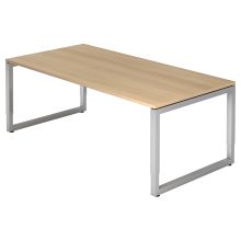 REGO 2E S | Bureau - 200 x 100 Chêne/Argent réglable en hauteur