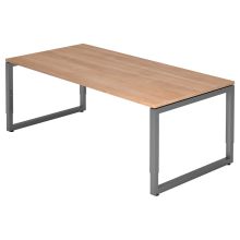 REGO 2E G | Bureau - 200 x 100 réglable en hauteur Noyer/Graphite