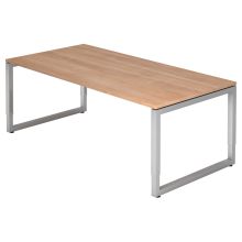 REGO 2E S | Bureau - 200 x 100 Noyer/Argent réglable en hauteur