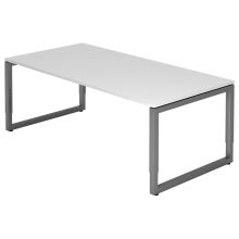 REGO 2E G | Bureau - 200 x 100 réglable en hauteur Blanc/Graphite