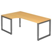 REGO 82 G | Bureau - 200 x 120 réglable en hauteur Hêtre/Graphite
