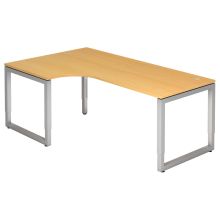 REGO 82 S | Bureau - 200 x 120 Hêtre/Argent réglable en hauteur