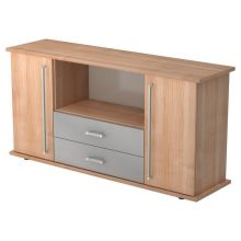 KAPA SB | Sideboard | avec protes et tiroirs - Noyer poignée chrome métal
