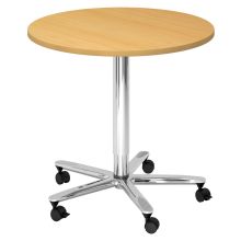 BISTRO 80R C - Système de tables conférence Hêtre chrome Ø 80